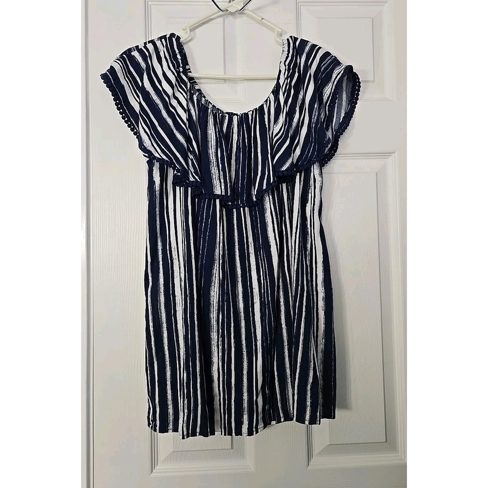 Faded‎ Glory Sleeveless Blouse Size Small (4-6) Navy Blue &White